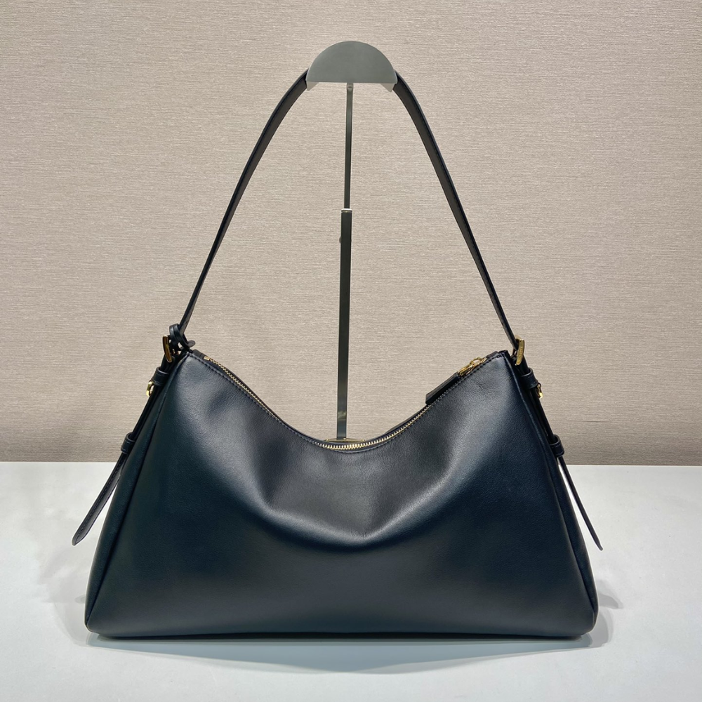 Black Aimée Large Leather Shoulder Bag for Women