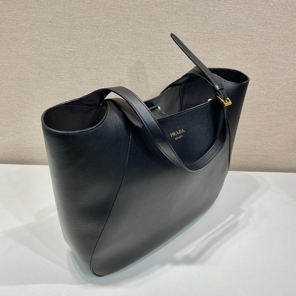 Black Large Leather Tote Bag for Women