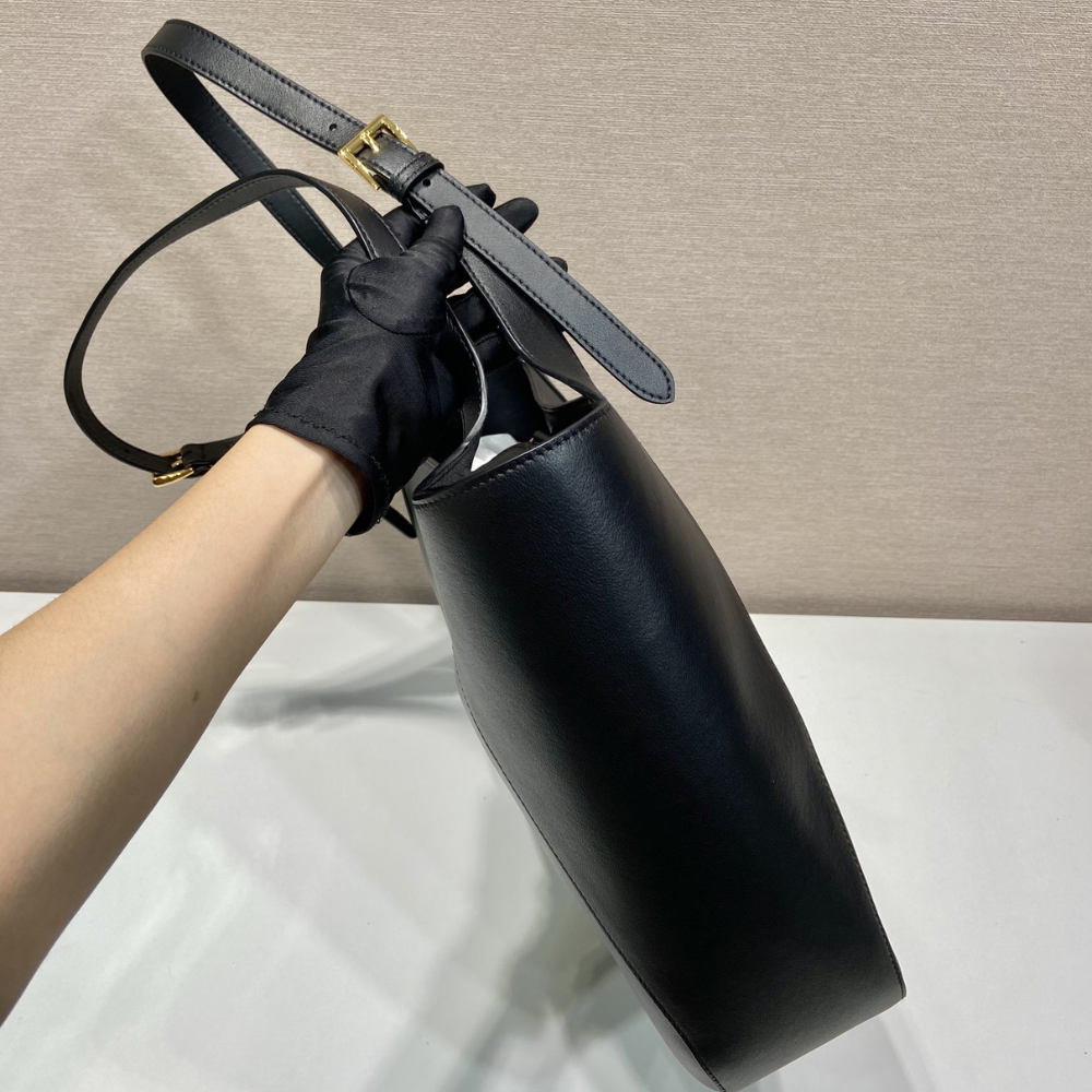 Black Large Leather Tote Bag for Women