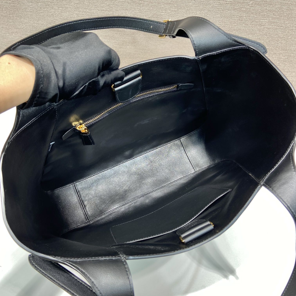 Black Large Leather Tote Bag for Women