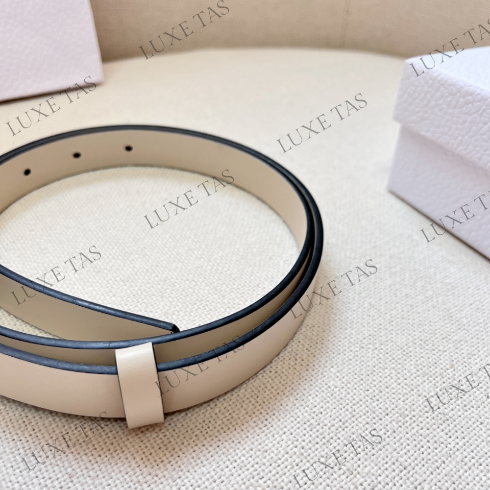 20mm Latte Ultrasmooth Calfskin and White Crystals Saddle Belt