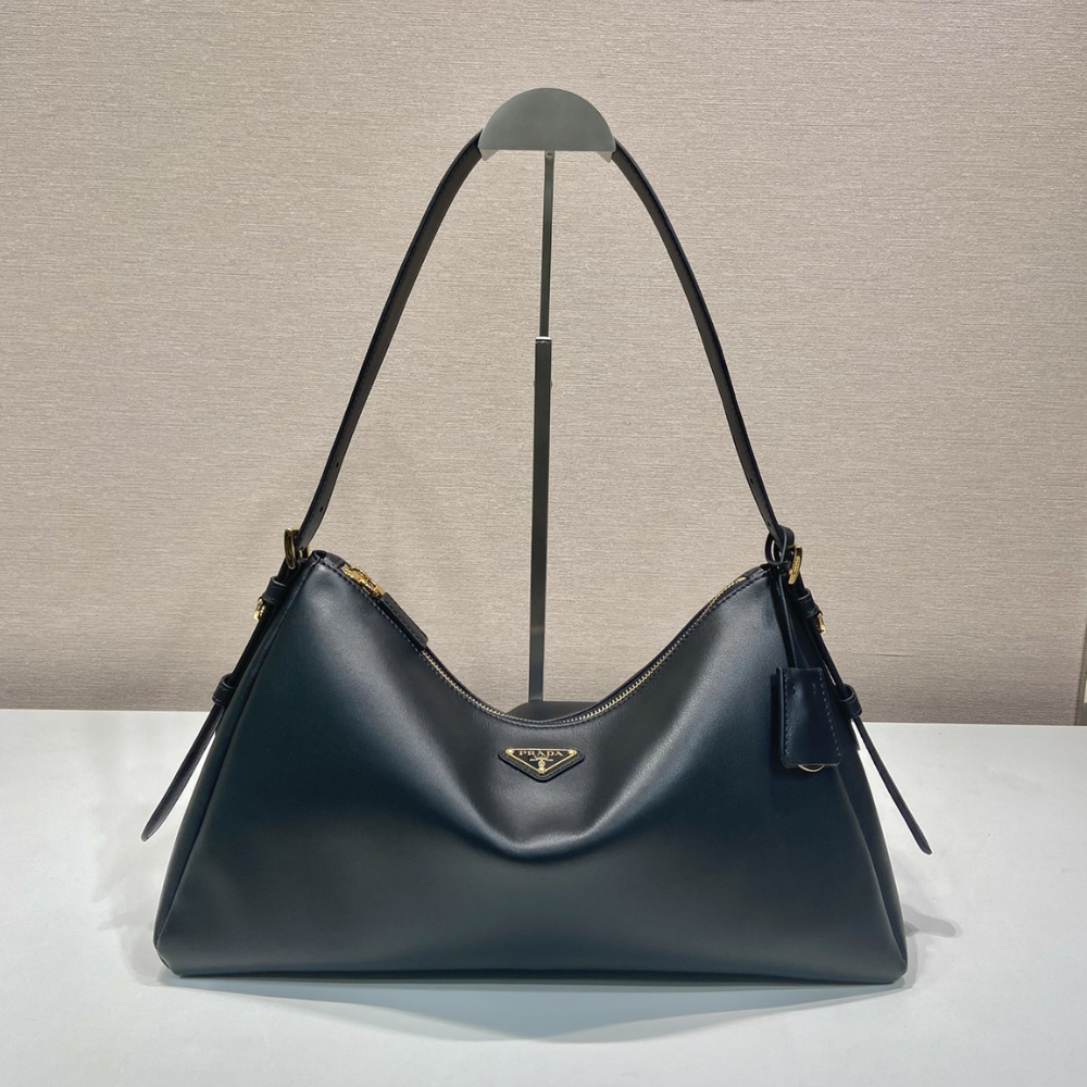 Black Aimée Large Leather Shoulder Bag for Women