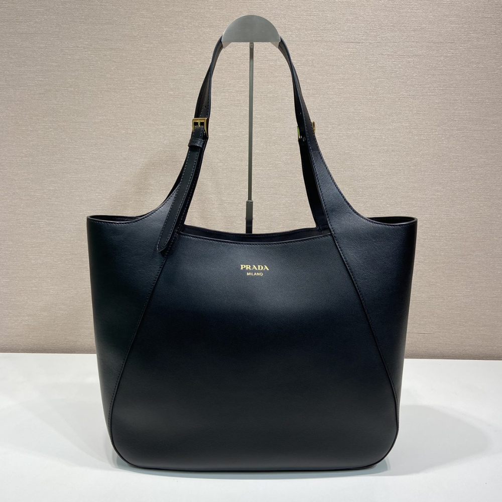 Black Large Leather Tote Bag for Women