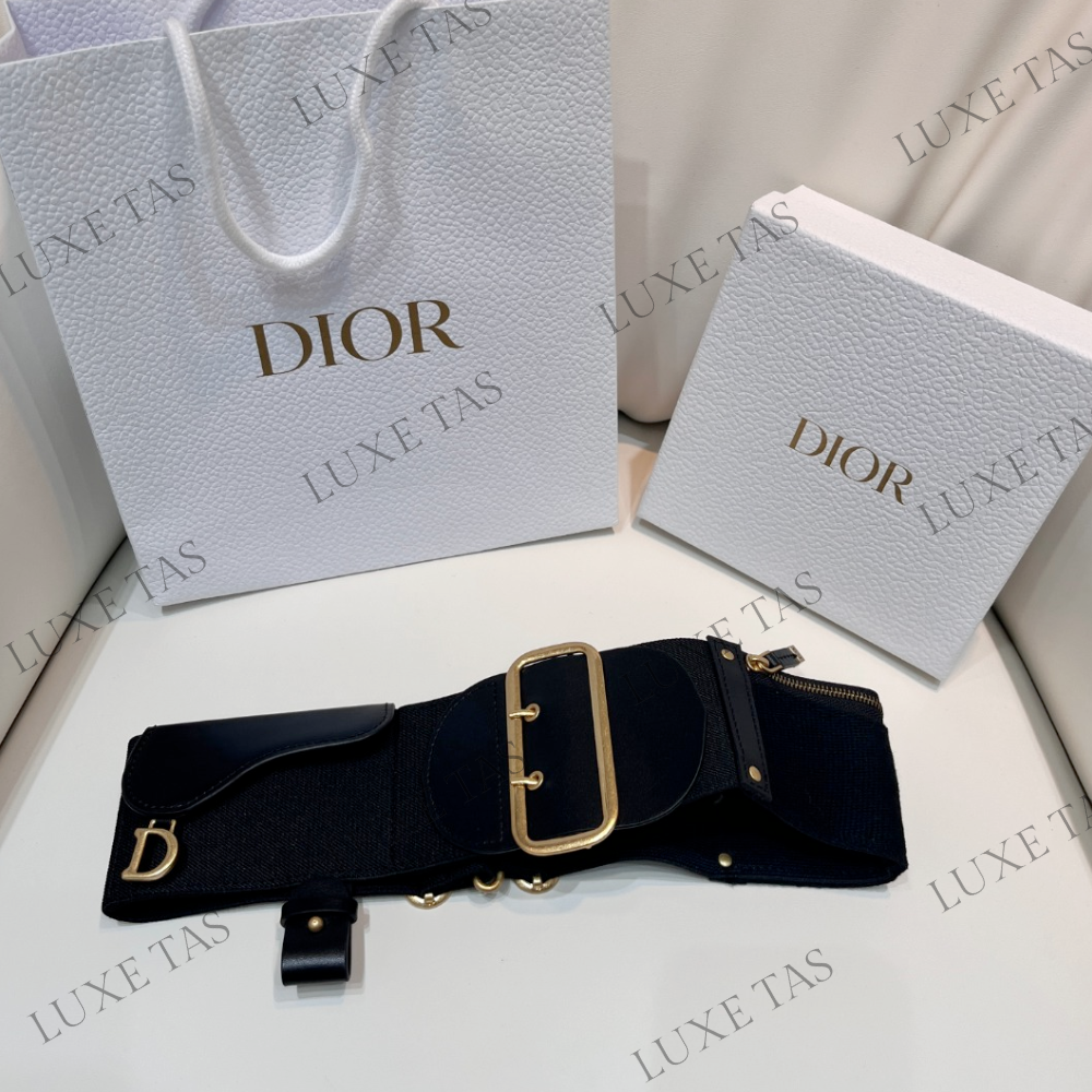 80mm Black Smooth Calfskin and Technical Fabric Saddle Belt