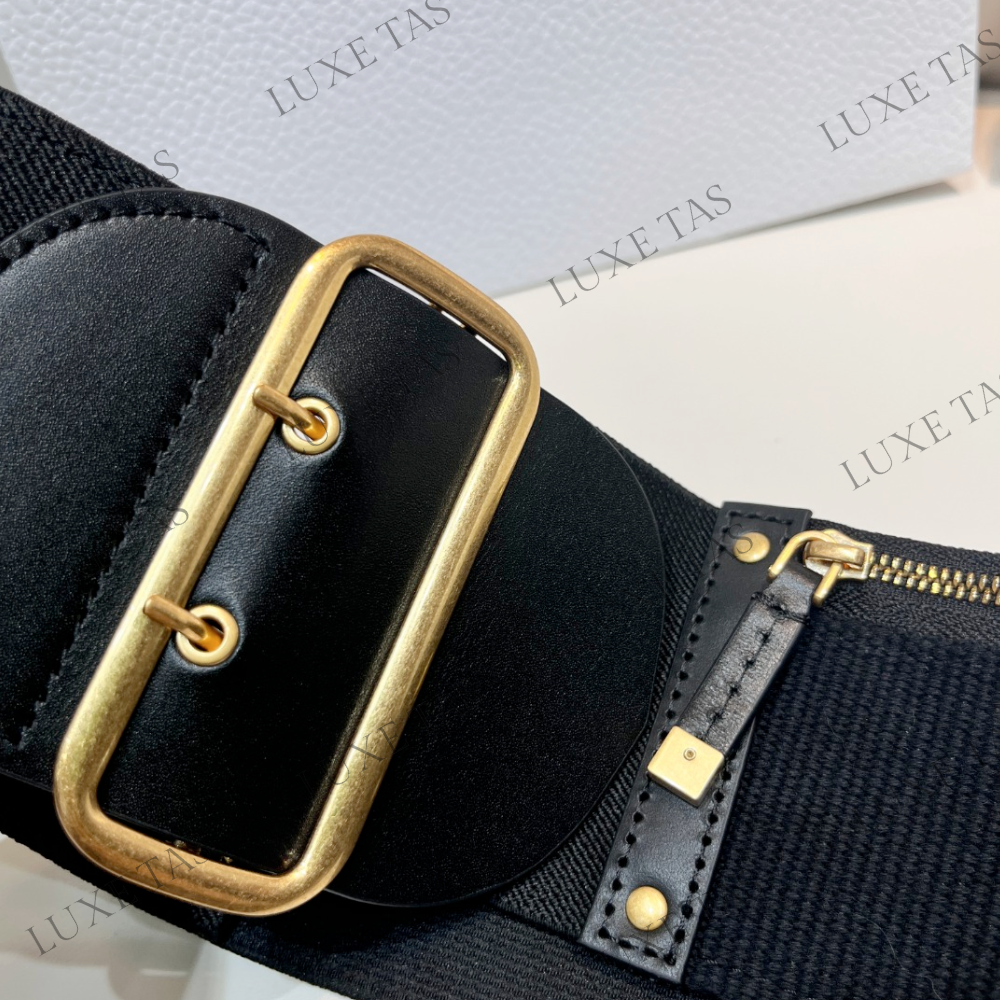 80mm Black Smooth Calfskin and Technical Fabric Saddle Belt
