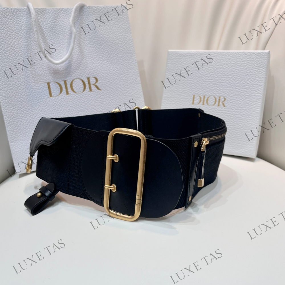 80mm Black Smooth Calfskin and Technical Fabric Saddle Belt