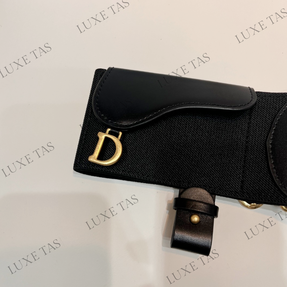 80mm Black Smooth Calfskin and Technical Fabric Saddle Belt