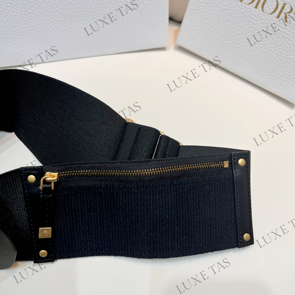 80mm Black Smooth Calfskin and Technical Fabric Saddle Belt