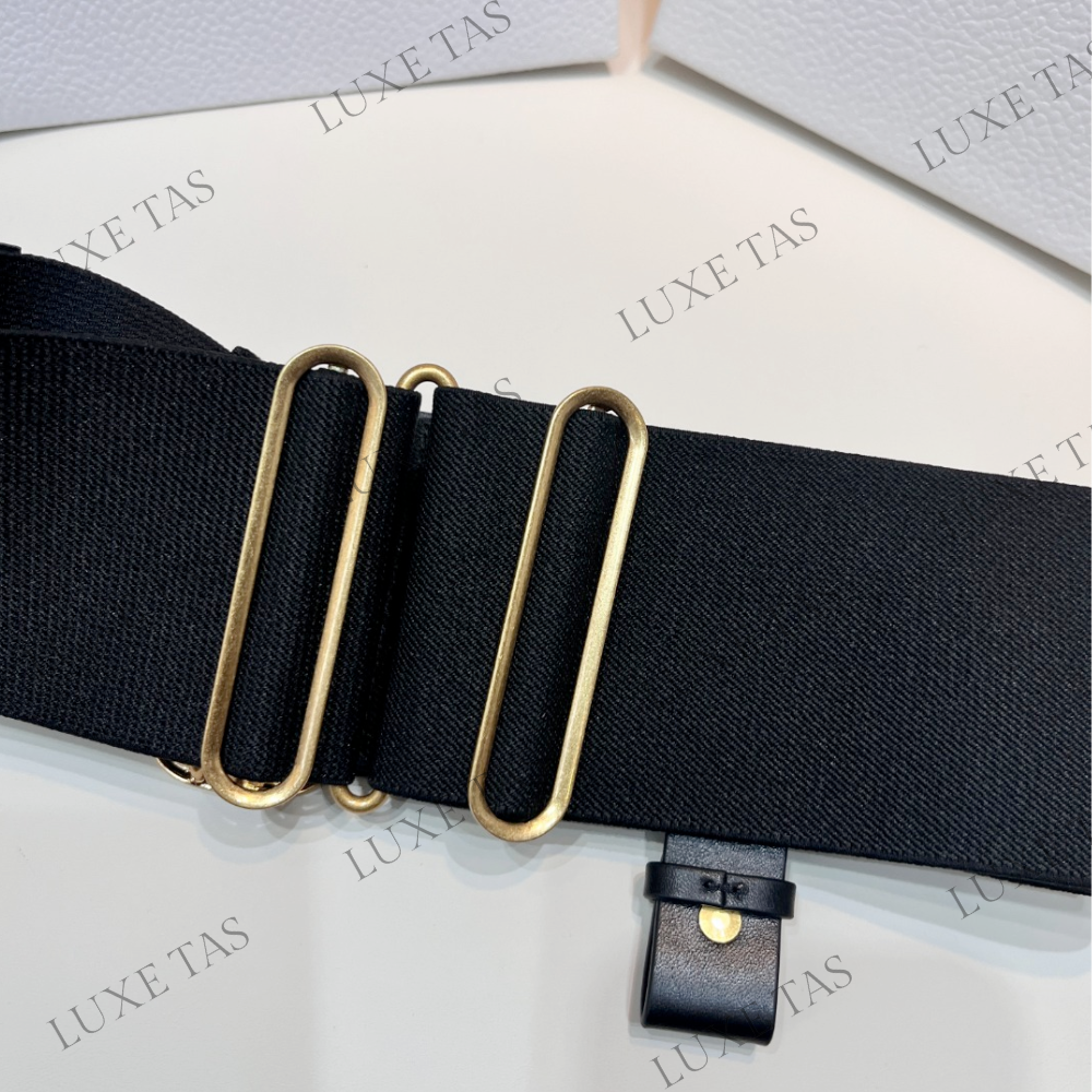 80mm Black Smooth Calfskin and Technical Fabric Saddle Belt