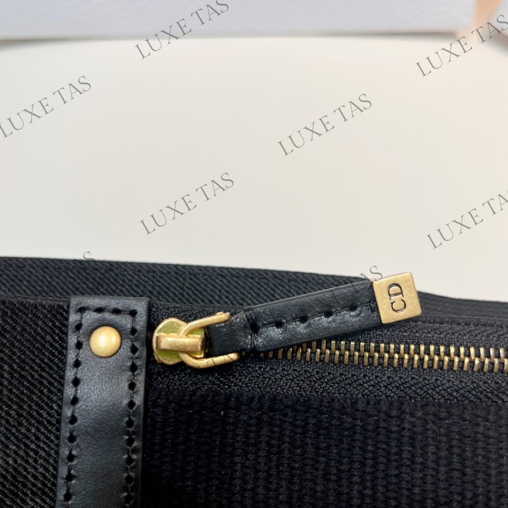 80mm Black Smooth Calfskin and Technical Fabric Saddle Belt