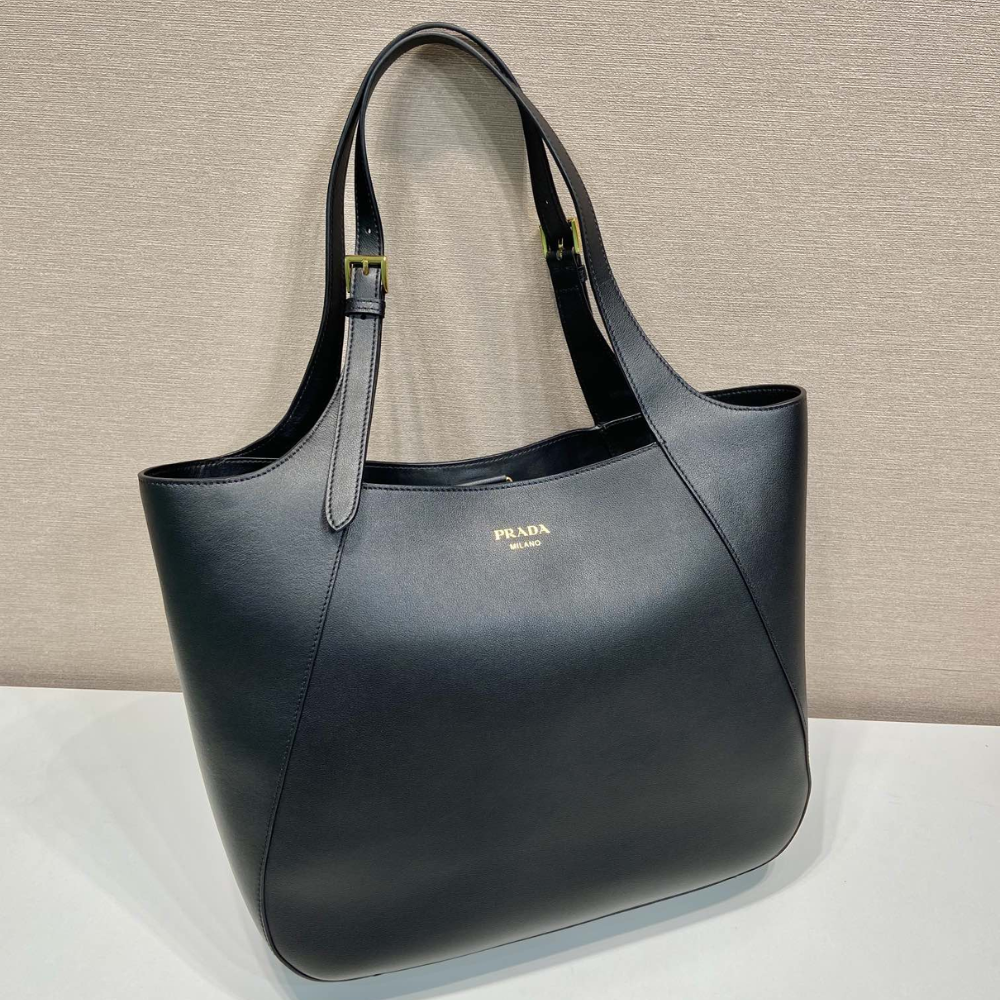 Black Large Leather Tote Bag for Women