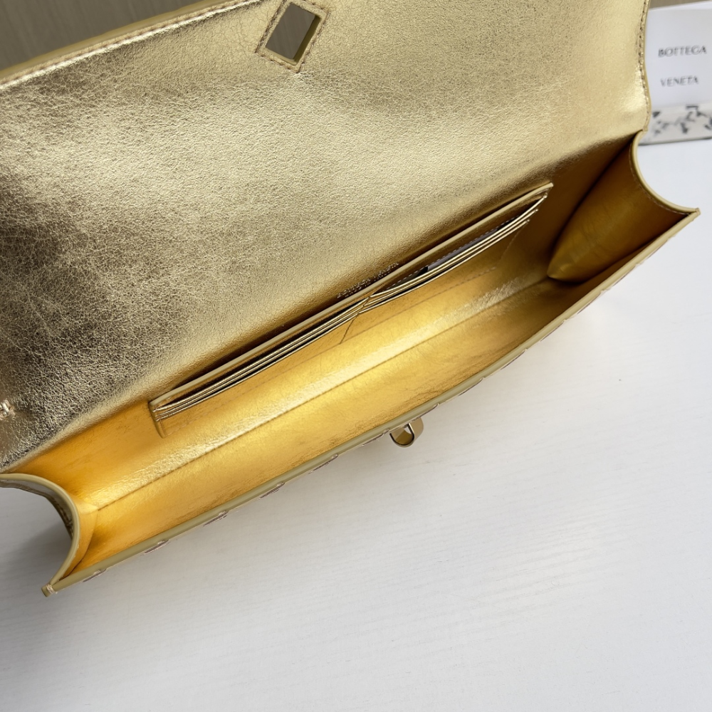 Andiamo Intrecciato Metallic Leather Long Clutch In Gold Designer Clutch for Women
