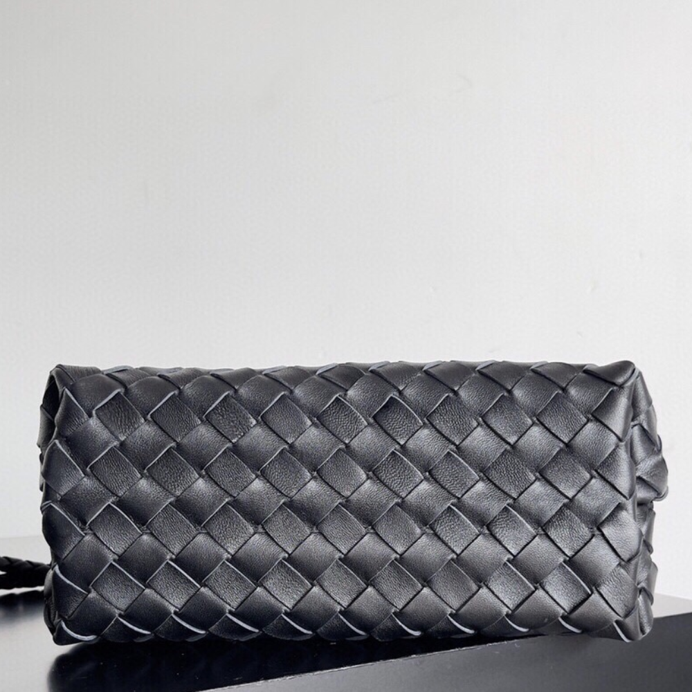 Andiamo Top Handle Bag Intrecciato Nappa Small Black Leather Handbag for Women