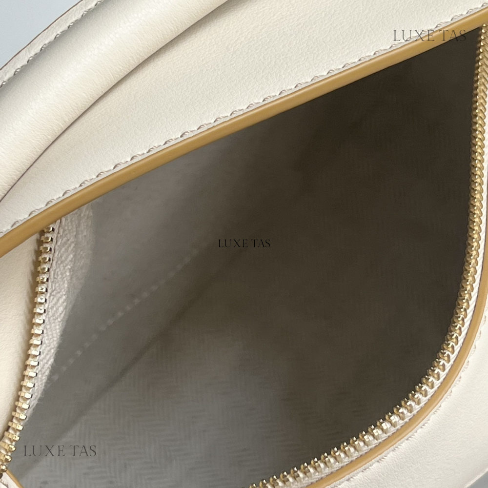 Angora Dusty Beige Small Puzzle Bag In Classic Calfskin - Leather Crossbody Bag for Women