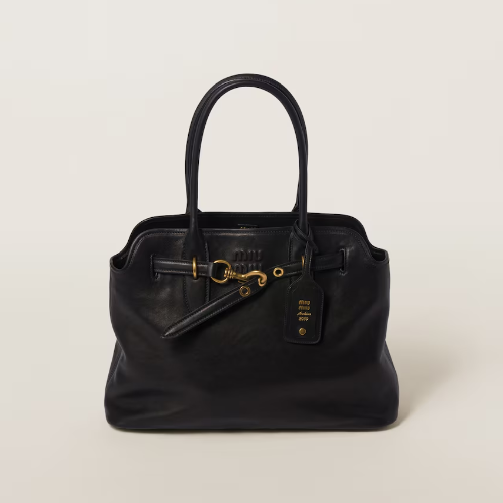 Aventure Nappa Leather Bag Black Leather Tote Bag for Women