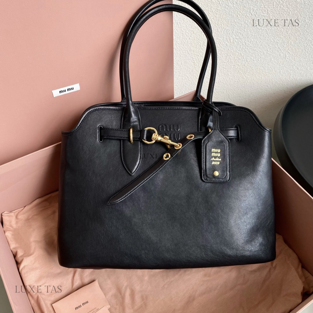 Aventure Nappa Leather Bag Black Leather Tote Bag for Women