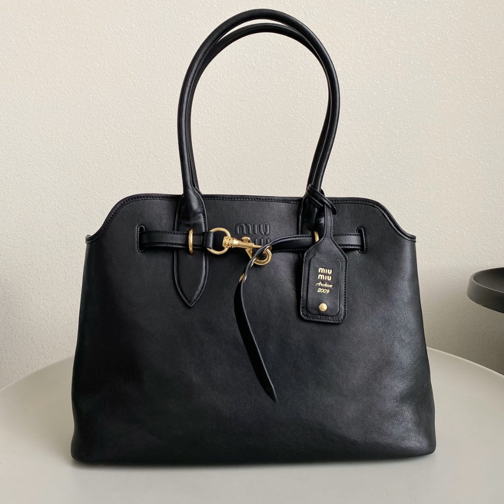 Aventure Nappa Leather Bag Black Leather Tote Bag for Women