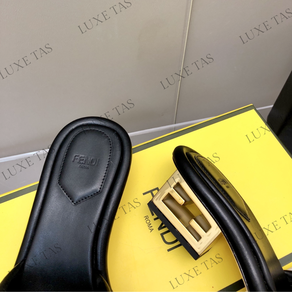 Baguette Black Nappa Leather Slides