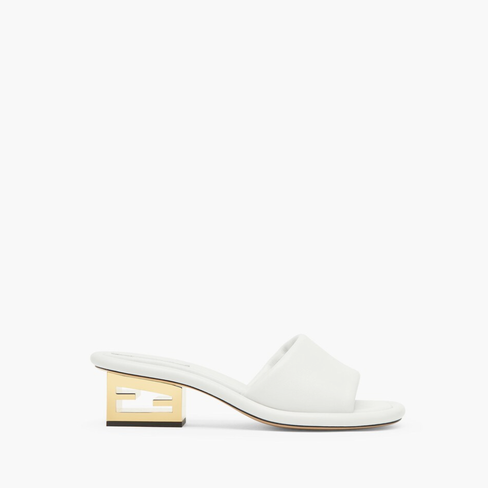 Baguette White Nappa Leather Slides