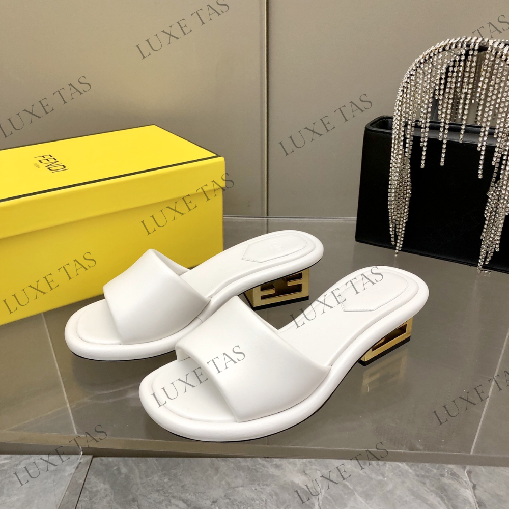 Baguette White Nappa Leather Slides