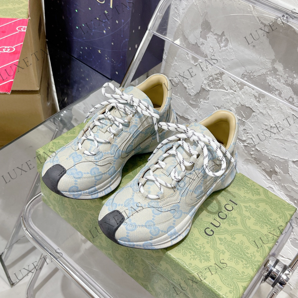 Beige & Blue GG Run Sneaker