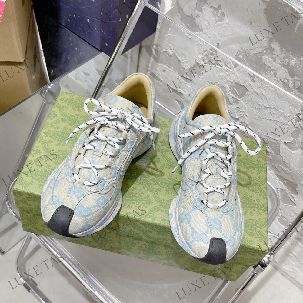 Beige & Blue GG Run Sneaker