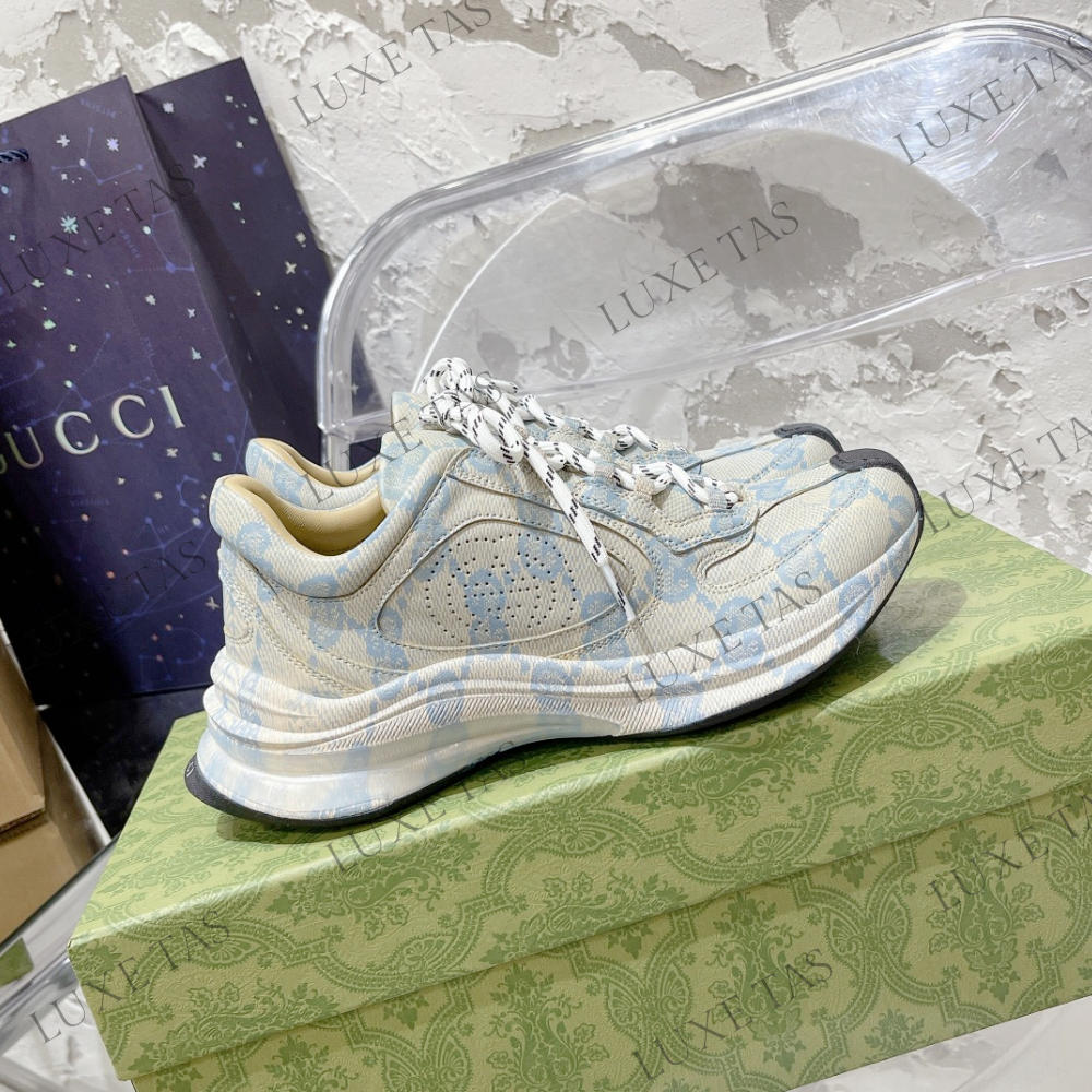 Beige & Blue GG Run Sneaker