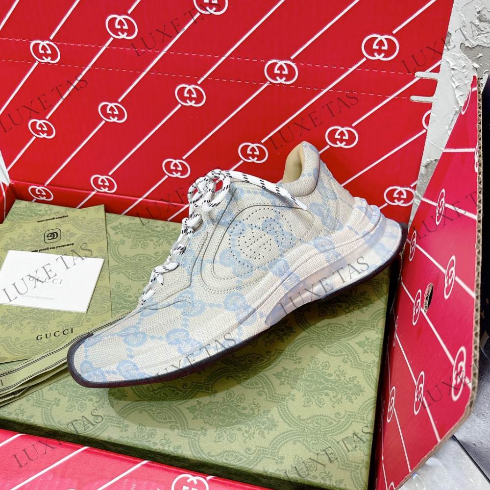 Beige & Blue GG Run Sneaker