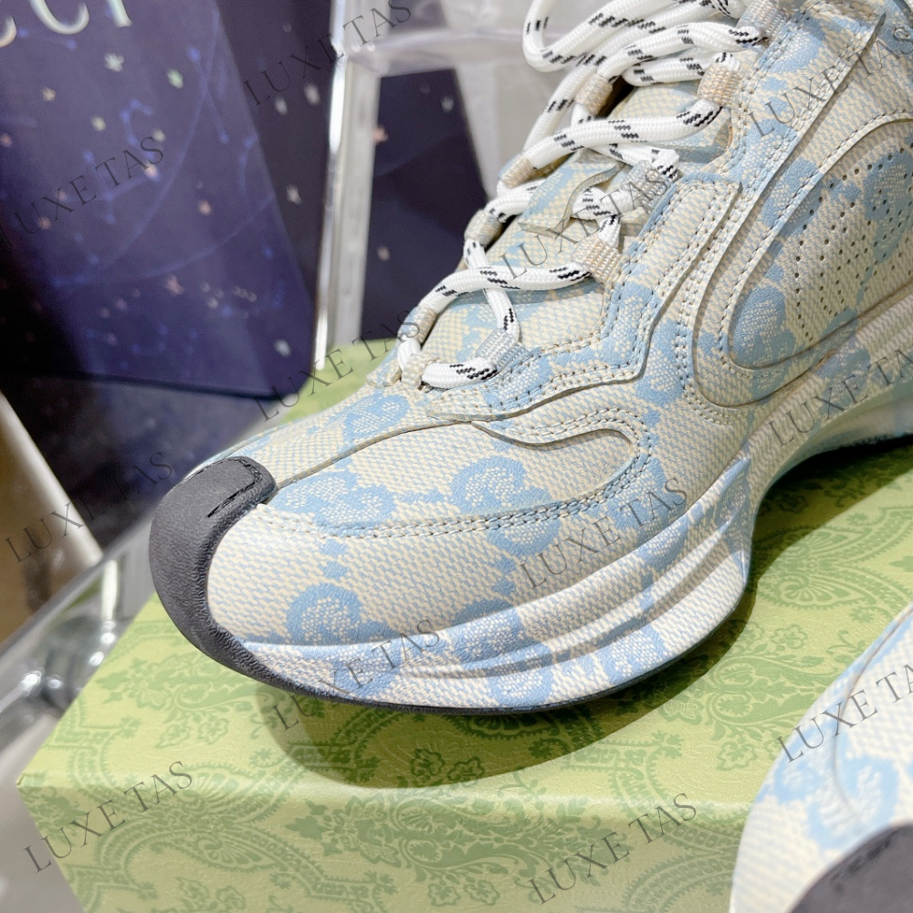 Beige & Blue GG Run Sneaker