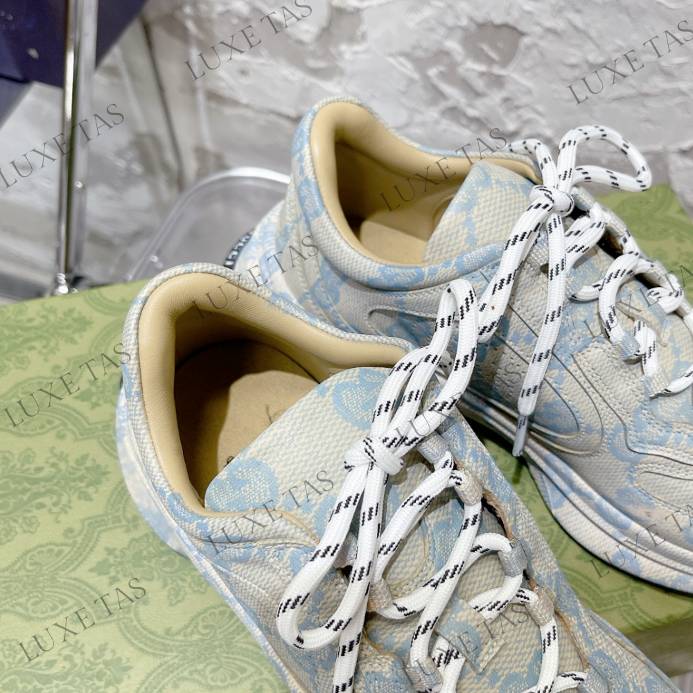 Beige & Blue GG Run Sneaker