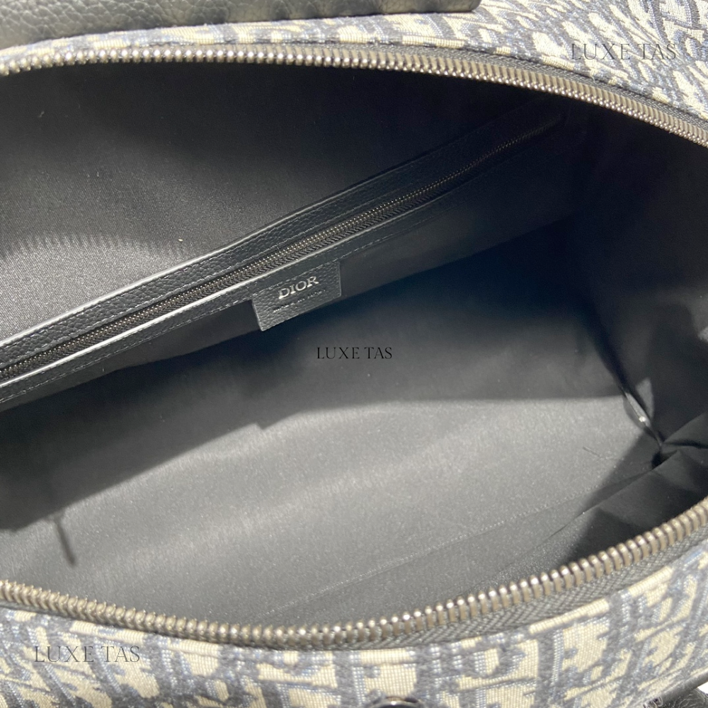 Beige and Black D Oblique Jacquard Lingot 50 Bag - Leather Duffel Bag for Men