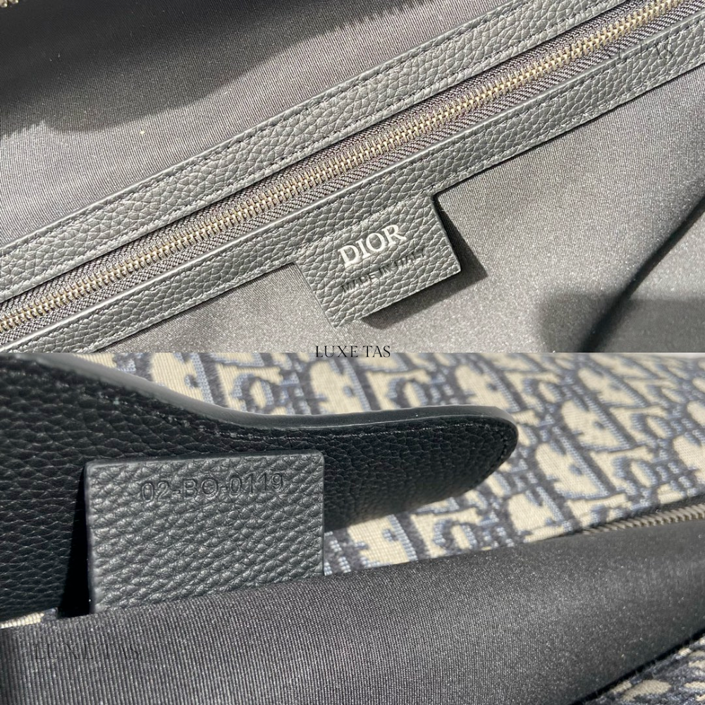 Beige and Black D Oblique Jacquard Lingot 50 Bag - Leather Duffel Bag for Men