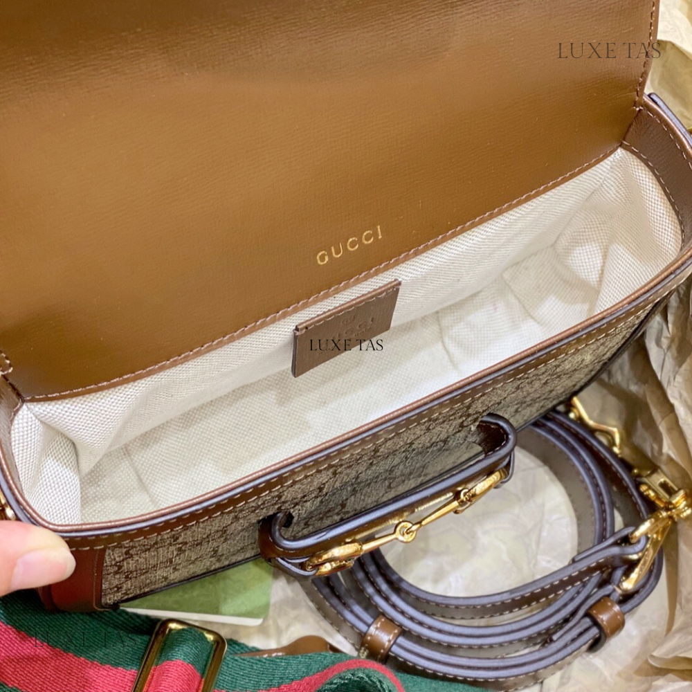 Beige and Ebony GG Horsebit 1955 Mini Bag - Leather Crossbody Bag for Men
