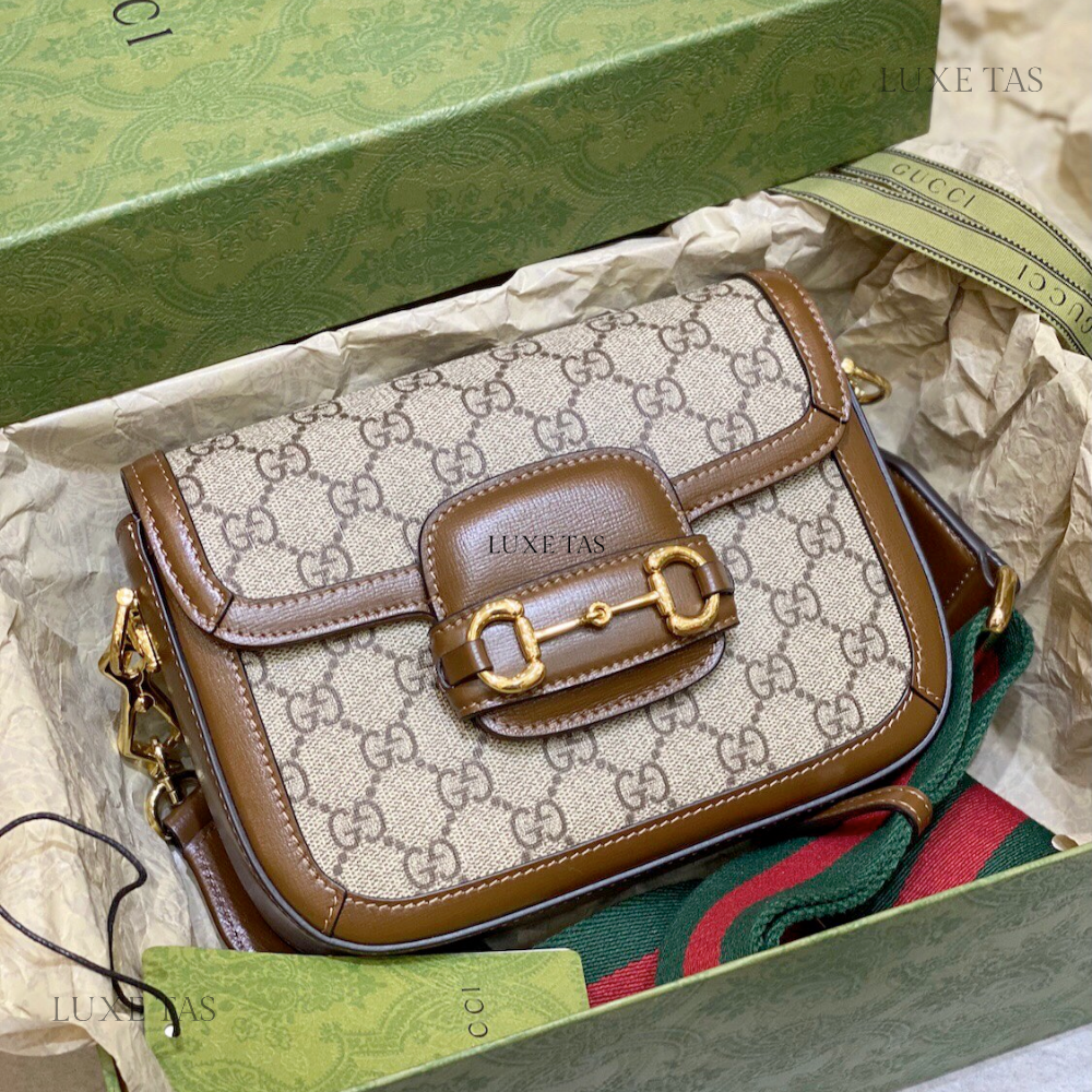 Beige and Ebony GG Horsebit 1955 Mini Bag - Leather Crossbody Bag for Men