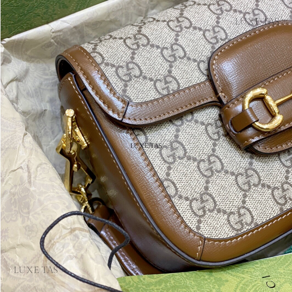 Beige and Ebony GG Horsebit 1955 Mini Bag - Leather Crossbody Bag for Men