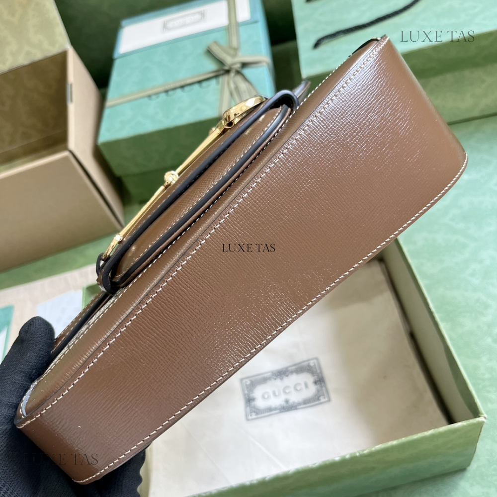 Beige and Ebony GG Horsebit 1955 Small Shoulder Bag - Leather Shoulder Bag for Women