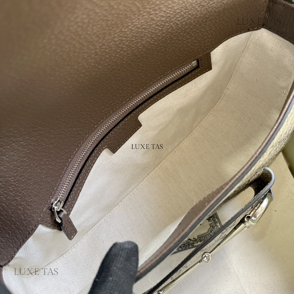 Beige and Ebony GG Horsebit 1955 Small Shoulder Bag - Leather Shoulder Bag for Women