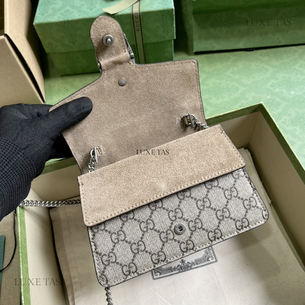 Beige and Ebony G*G Supr*me Canvas Dionysus Mini Top Handle Bag - Leather Handbag for Women