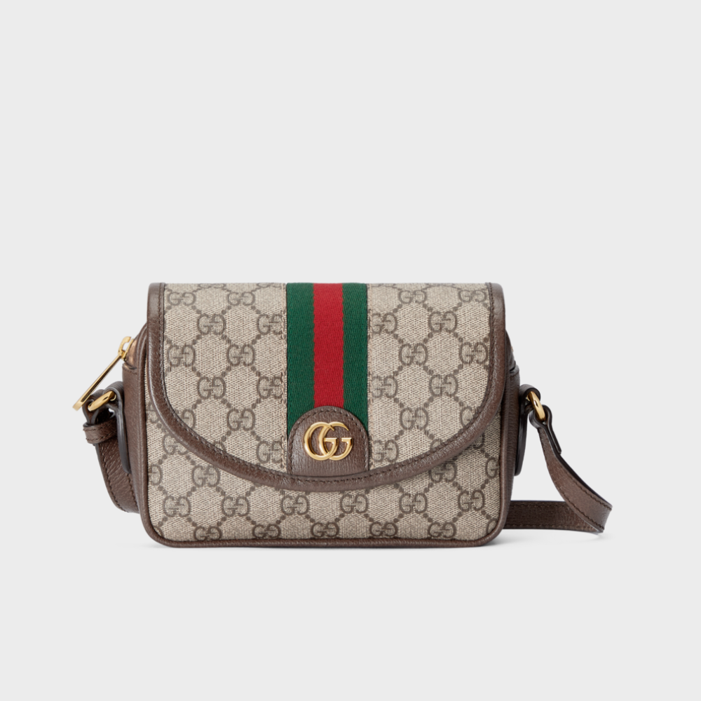 Beige and Ebony Ophidia GG Mini Shoulder Bag - Leather Crossbody Bag for Men