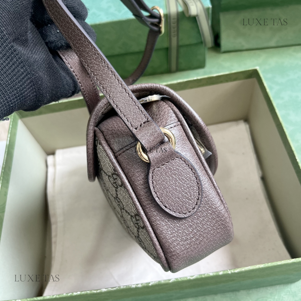 Beige and Ebony Ophidia GG Mini Shoulder Bag - Leather Crossbody Bag for Men