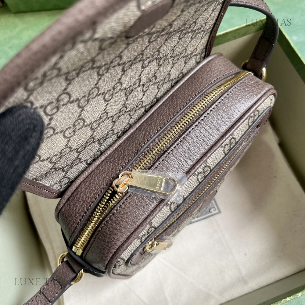 Beige and Ebony Ophidia GG Mini Shoulder Bag - Leather Crossbody Bag for Men