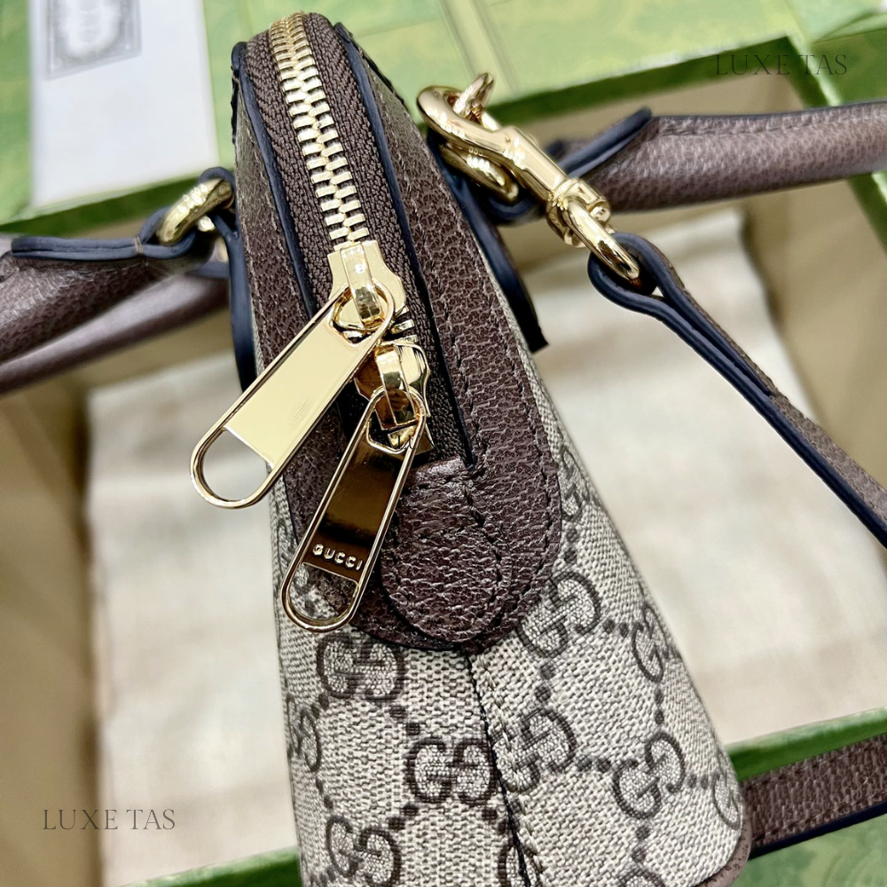 Beige and Ebony Ophidia GG Mini Top Handle Bag - Leather Handbag for Women