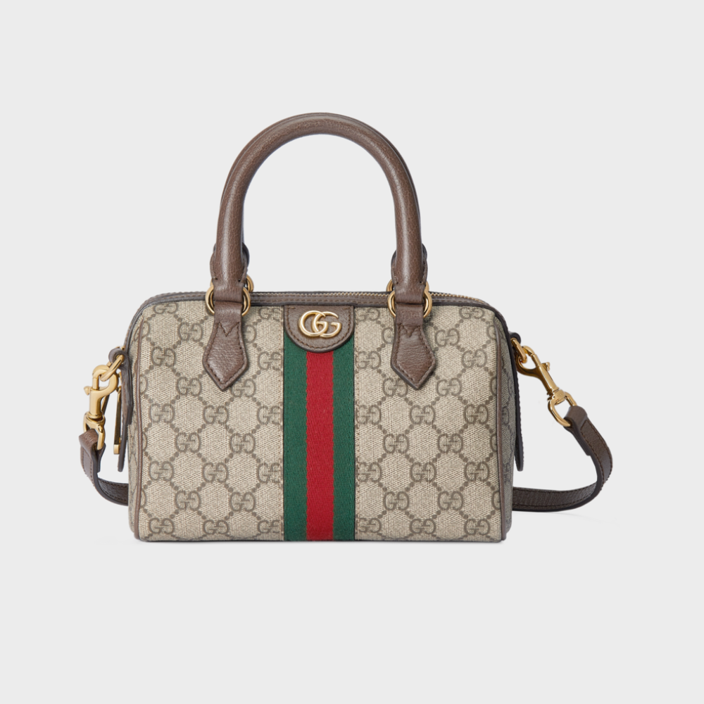 Beige and Ebony Ophidia G*G Mini Top Handle Bag - Leather Handbag for Women