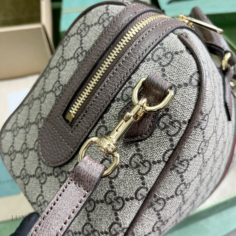 Beige and Ebony Ophidia G*G Small Top Handle Bag - Leather Handbag for Women