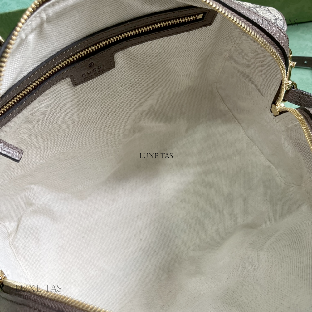 Beige and Ebony Ophidia G*G Small Top Handle Bag - Leather Handbag for Women