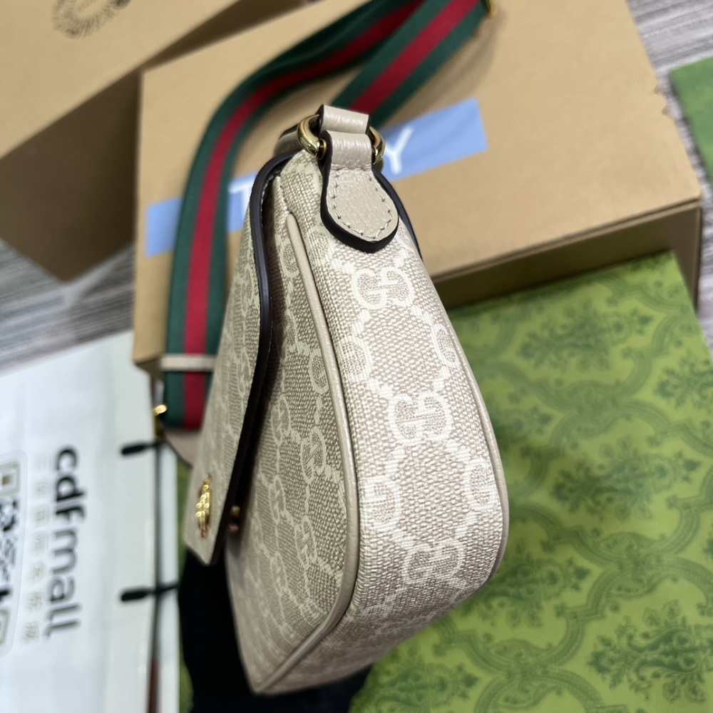 Beige and Oatmeal GG Supreme Canvas Ophidia Pochette Leather Shoulder Bag for Women