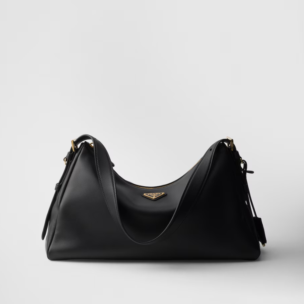 Black Aimée Large Leather Shoulder Bag for Women
