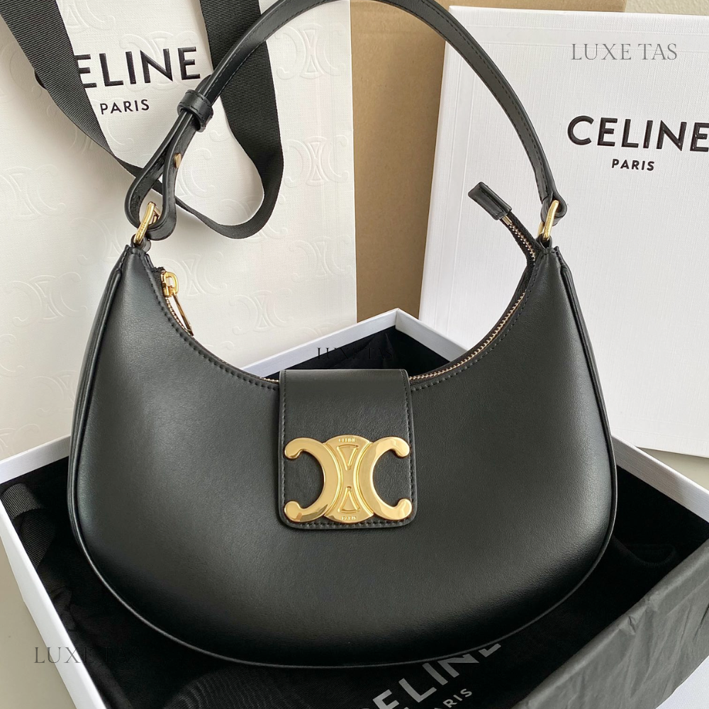 Black Ava Triomphe Soft Bag In Smooth Calfskin
