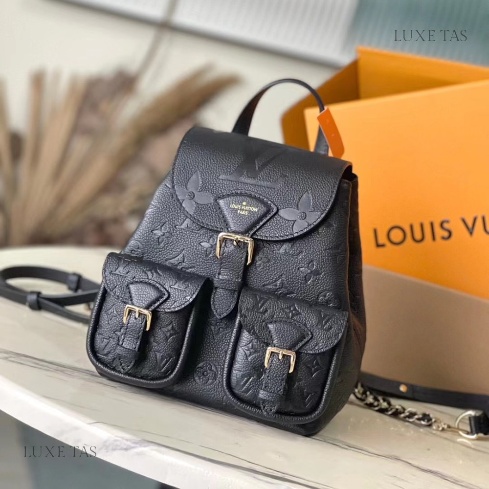 Black Backup Leather Backpack for Women
