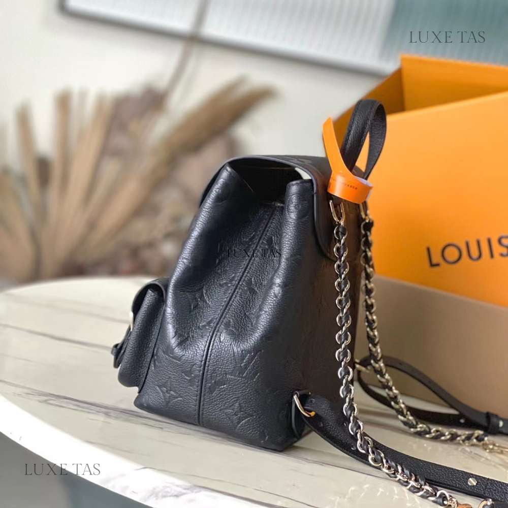 Black Backup Leather Backpack for Women